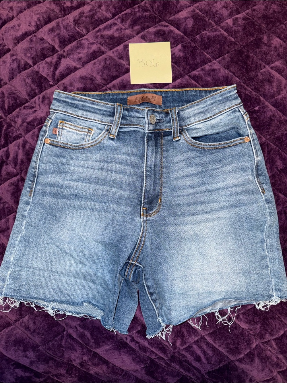 Judy Blue Light Blue High-Rise Frayed Hem Denim Shorts